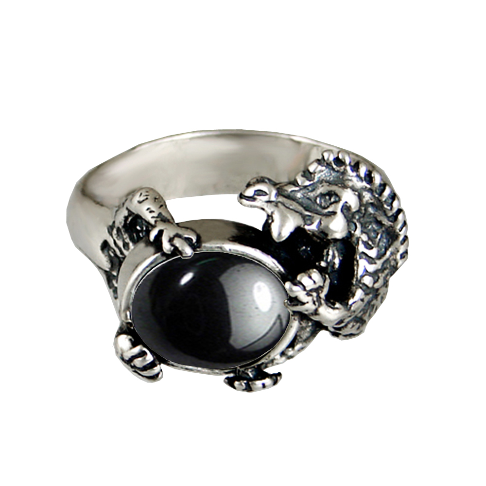 Sterling Silver Dragon Ring With Hematite Size 5